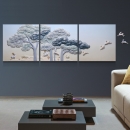 y15841 畫作系列 - 浮雕版畫系列 - 森林之約（天空藍)- 金 / 3入一組